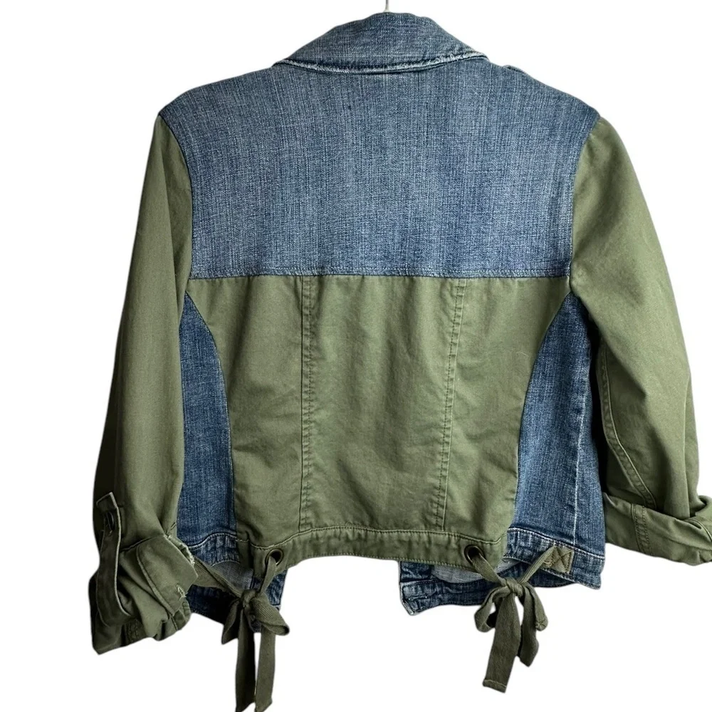 Anthropologie Pilcro Denim Military Jean Jacket Sz Small‎ Utility Green